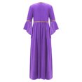 thumbnail image 4 of iiniim Kids Girls Medieval Princess Costume Long Flared Sleeve High Waist Maxi Dress Halloween 6-16 Lavender 16, 4 of 7