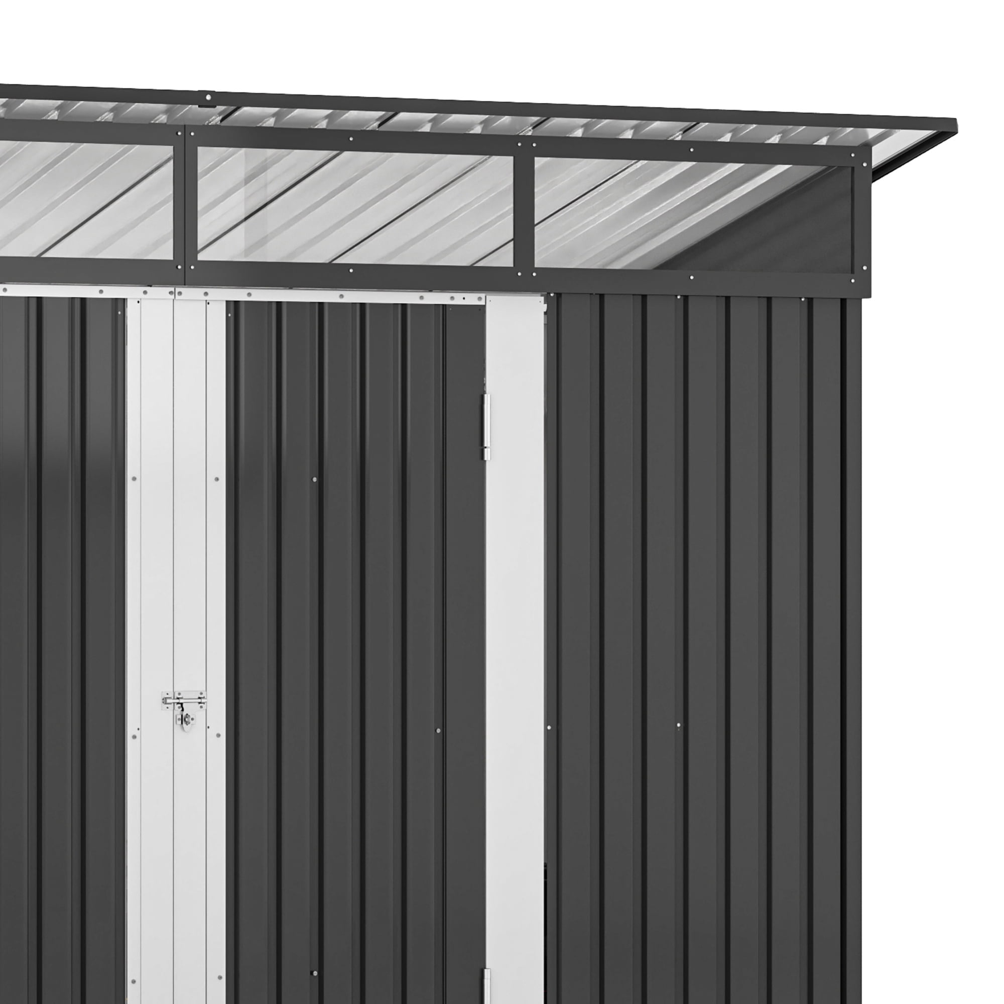 Dextrus 8.5x3.5 FT Outdoor Storage Shed with Acrylic Windows, Secure Access Lock for Bike Garden Patio Dark Gray