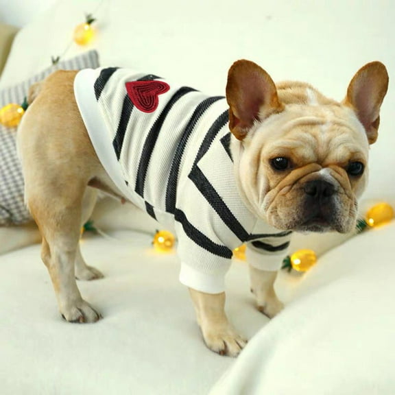 FAMTKT New Fashion Pet Stripes Coat Love Print Dog Clothing, Dog Birthday Party Supplies, Pet Clothes
