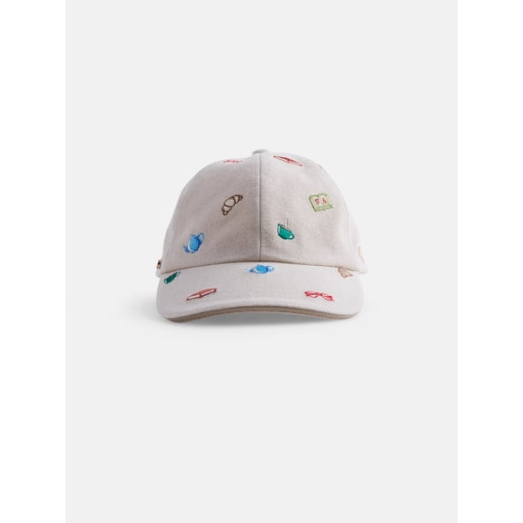 Free Assembly Women's Embroidered Baseball Cap, Cream