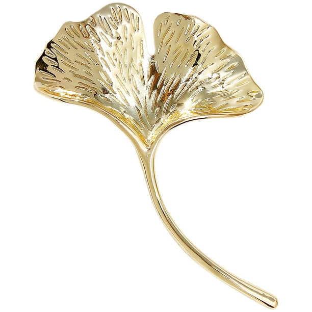 Broche de hoja de ginkgo de aleación, delicado broche para chal o bufanda, para mujer, para solapa con ropa.
