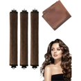 thumbnail image 1 of wonima02 Heatless Hair Curler 3 Pcsk Curlers To Sleep In,Heatless Curls Overnight Blowout Rods,Hair Rollers For Women Flexi Rods,Velvet Hair Rollers With Satin Hair Scarf(Brown), 1 of 1