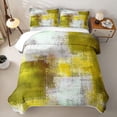 thumbnail image 2 of Castle Fairy Retro Geometric Rectangle Quilt Full 3-Piece,Abstract Gradient Smudge Full Bedspread Sets,Olive Yellow White,1 Coverlet and 2 Pillowcases, 2 of 7