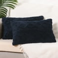 thumbnail image 2 of Unique Bargains Solid Striped Soft Sofa Decorative Pillow Covers (2 Count) Dark Blue 12" x 20", 2 of 6