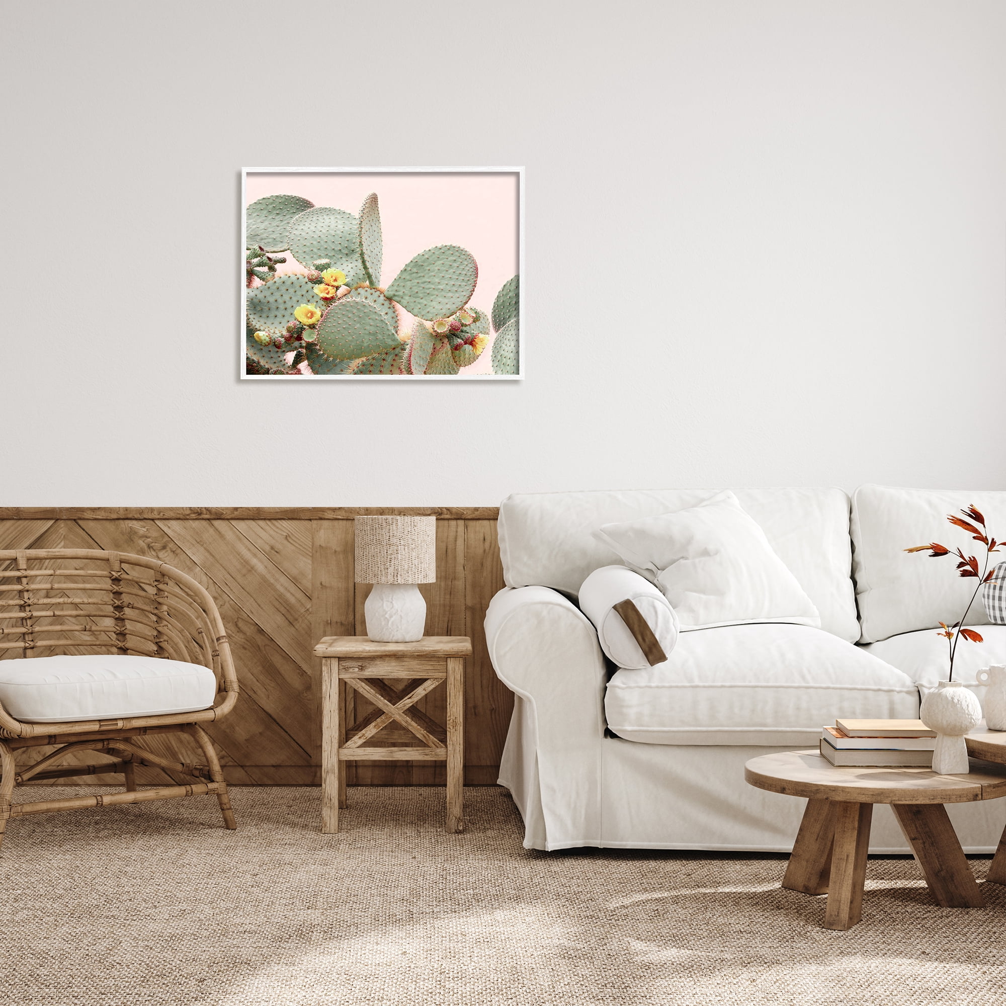 Stupell Industries Cactus Flowers on Pink Botanical & Floral Photography White Framed Art Print Wall Art, 30 x 24