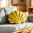 thumbnail image 5 of Partheme 15x11 inch Soft Velvet Seashell Throw Pillow,Lint Free Shell Shape Cushion Decorative Accent for Sofa Couch Bed Living Room.Mother’s Day Coastal Gift and Beach House Decor Essential, Yellow, 5 of 6