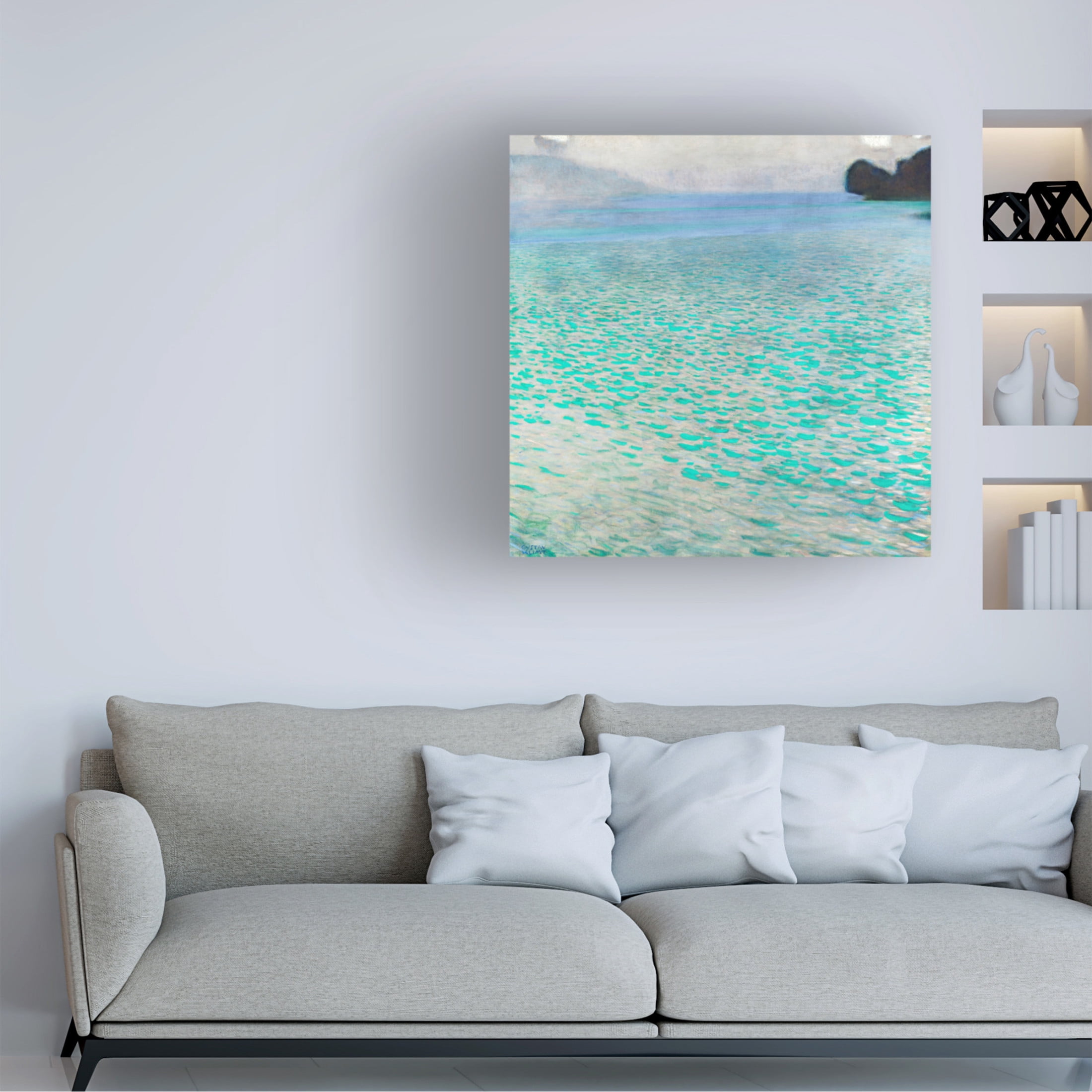Canvas Wall Art - Pictufy 'Attersee 1900' Wall Art for Living Room, Bedroom, or Office Décor by Trademark Fine Art - 35 x 35 Inches