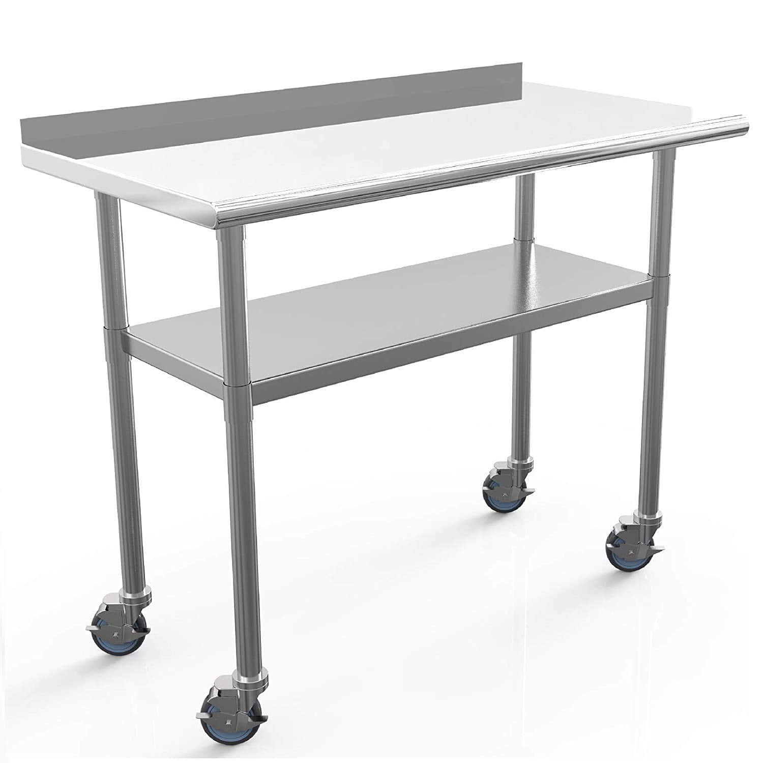 Kitchen Table Commercial Heavy Duty Workbench Garage Worktable with Adjustable Height Undershelf for Restaurant Home ROVSUN 48 x 24 Stainless Steel Prep & Work Table Hotel