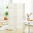 thumbnail image 2 of 6' Tall Freestanding Wood Room Divider - 4 Panel Folding Privacy Screen for Home or Office, White, 2 of 11