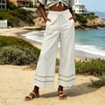 thumbnail image 6 of Tqcoqu Women's Wide Leg Cropped Pants,Eyelet Embroidered Hem Drawstring Elastic Waist Trendy Loose Pants,White Women's S-XXL, 6 of 6