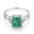 thumbnail image 2 of Gem Stone King 3.58 Ct Green Malachite White Created Sapphire 925 Sterling Silver Ring (Size 9), 2 of 5