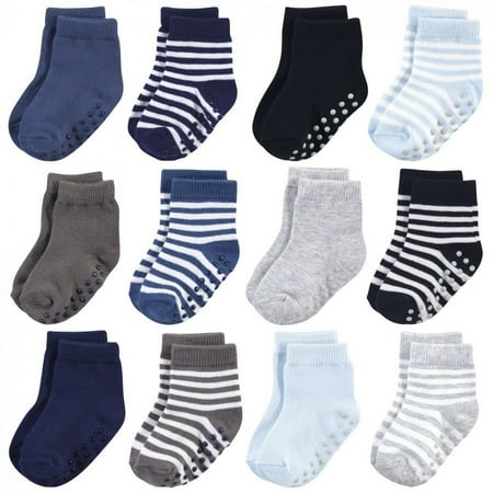 UPC: 0660168631845 | Touched by Nature Baby and Toddler Boy Organic Cotton Socks with Non-Skid Gripper for Fall Resistance Blue 4-6 Toddler