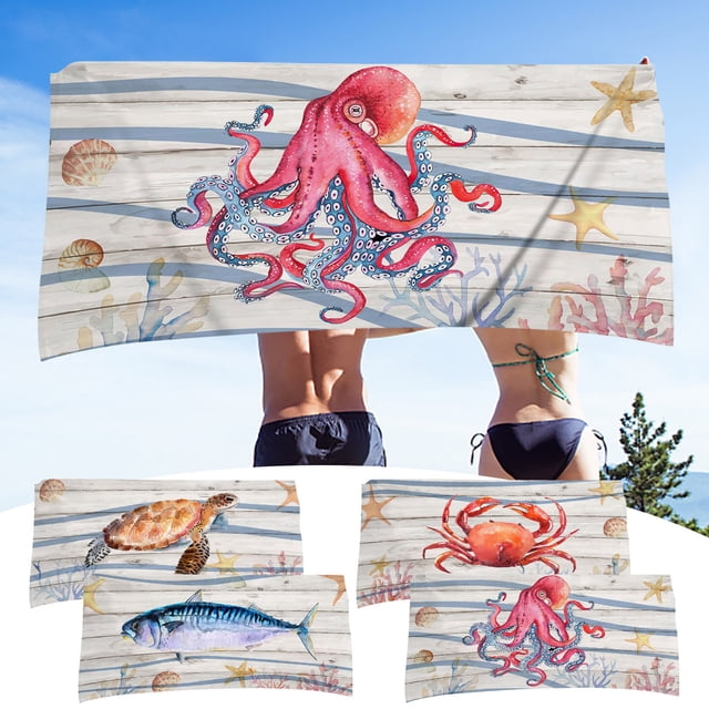 Fiudx Toalla de Playa de Microfibra, Ligera y Resistente a La Arena, de Secado Rápido, Ideal para Viajes, Ideal para Playa y Piscina, con Estampados Coloridos, 76 X 152 Cm.