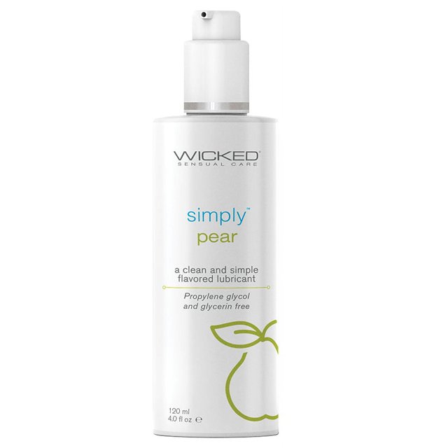 Wicked Simply Aqua Flavored Water Based Personal Lubricant, Paraben-Free, Pear, 4 oz