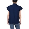 thumbnail image 3 of NY Collection Women's Petite Flutter Sleeve Ruffle Neck Blouse, 3 of 4