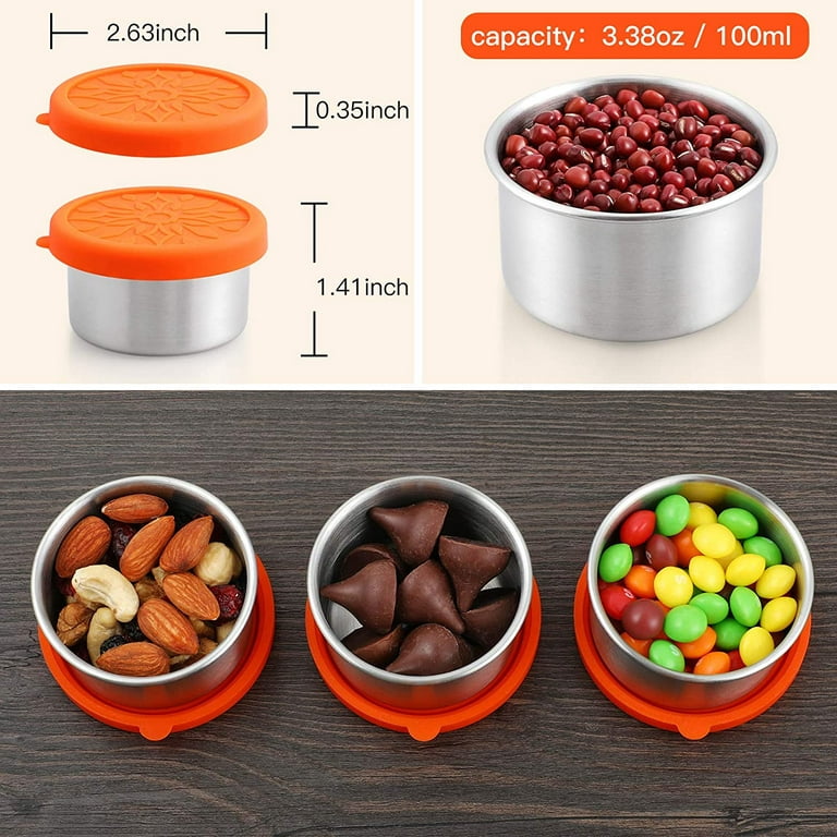 Salad Dressing Containers To Go with Leakproof Silicone Lids, 250/700ml Kids  Sauce Dipping Cups Stainless Steel Mini Dips Food Storage for Lunch Box  Picnic Travel 