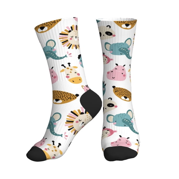 Crew Socks for Women Men Athletic - Cartoon animals A Soft Comfort Breathable Mid-Calf Sole Running Socks Womens Men