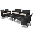 thumbnail image 1 of Sala de Jardin Exterior Juego 8 Piezas Tipo Rattan + Cojines negro, 1 of 11