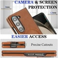 thumbnail image 5 of Allytechgroup 2 in 1 Wallet Case for Samsung Galaxy Z Fold 7, Detachable Magnetic Cards Slots Shockproof Wireless Charging Support Anti-Scratch PU Leather Phone Cover for Galaxy Z Fold 7, Brown, 5 of 7
