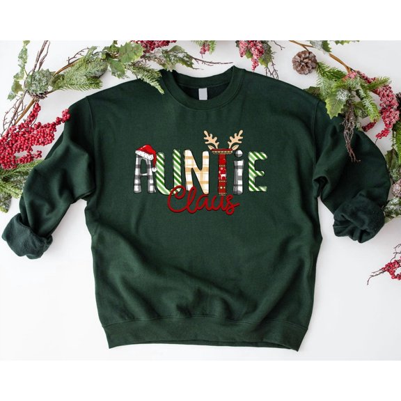 Auntie Claus Sweatshirt, Winter Auntie Claus Crewneck, Auntie, Shirt, Family Claus Tee Tshirt All Size S-5XL