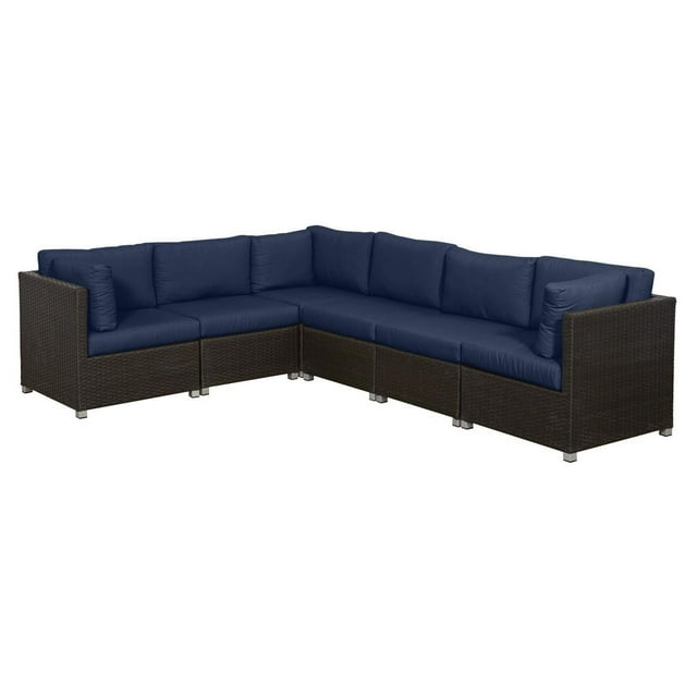 Innesbrook Collection 6-Piece Aluminum Patio Conversation Set with Navy Cushions