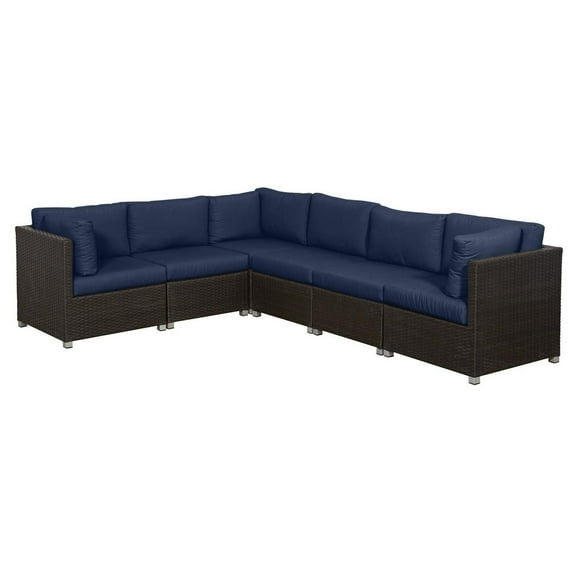 Innesbrook Collection Ensemble de conversation de patio en aluminium 6 pièces avec coussins bleu marine