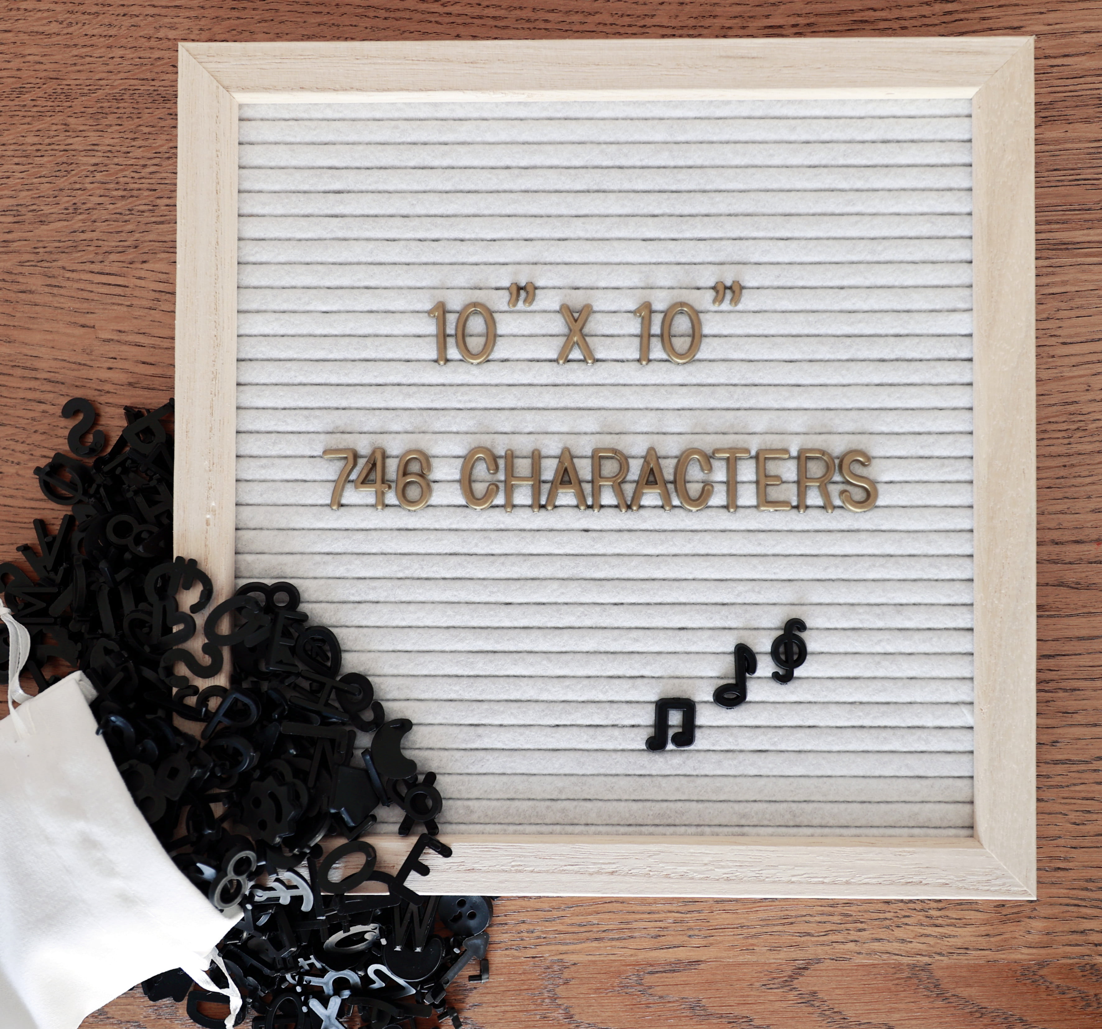 Black Felt Letter Board 10x10 Inches + 374 3/4’’ Pre-Cut White Letters. Changeable Letter Board with Stand Easel Changeable Message Board with Letters