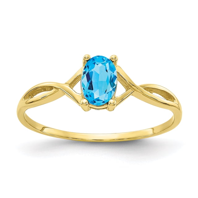 10k Yellow Gold Blue Topaz Birthstone Ring December