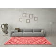 thumbnail image 3 of Ahgly Company Machine Washable Indoor Round Abstract Red Modern Area Rugs, 5' Round, 3 of 4