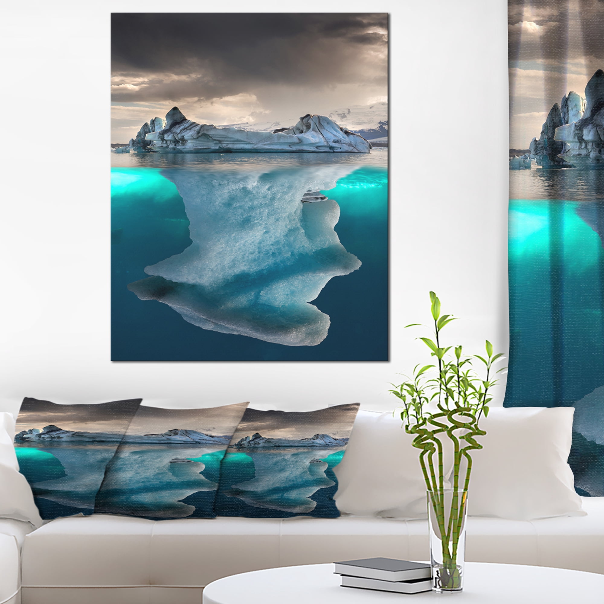 Designart 'Large Iceberg in Sea ' Seascape Photography Canvas Art Print