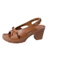 thumbnail image 3 of IEMIEMIEM Chunky Heeled Sandals for Womens Bohemian Cutout Open Toe Slip On Summer Sandals Ankle Strap Sandals Party Dress Sandals Brown 8 Wide, 3 of 7