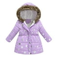 thumbnail image 4 of Coerni Girl's Winter Coat Jacket Hooded Kids Toddler Flower Print Parka Outwear Warm Cotton Puffer Hooded Jacket, 4 of 4