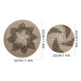 thumbnail image 5 of Juego de 2 colgantes decorativos de pared con diseño geométrico de hierba en forma de disco, color beige, 5 of 5