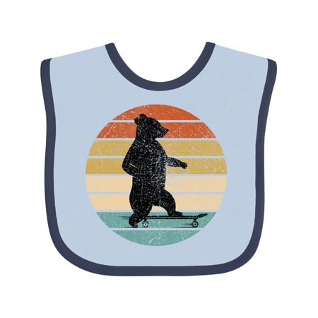 

Inktastic Skateboard Bear Retro Sunset Gift Baby Boy or Baby Girl Bib