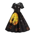 thumbnail image 3 of DYMADE Womens Halloween Gothic Cartoon Printed Lace Short Sleeve Vintage Fit & Flare Dress, 3 of 4