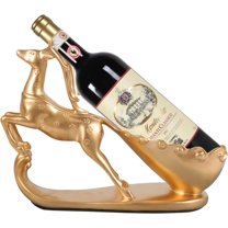 Nordic-Inspired Reindeer Wine Bottle Holder – Modern Resin Sculpture for Tabletop Decor,Functional Wine Rack for Kitchen,Dining Room,or Gift for Wine Lovers (Gold)