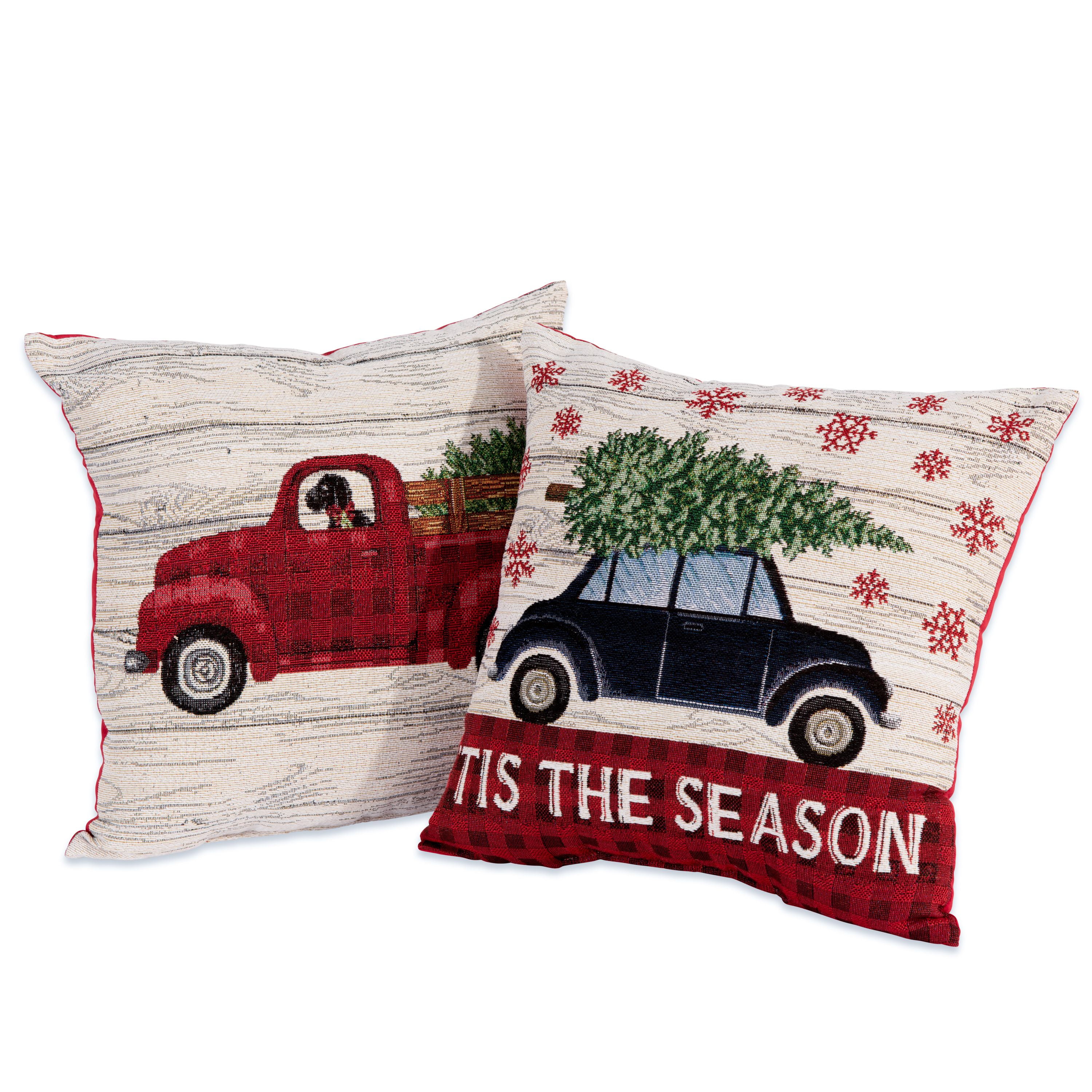 Mainstays Holiday Car Truck Decorative Throw Pillow 17 X17 2
