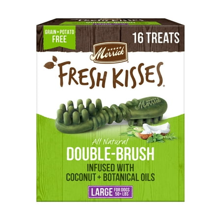 UPC: 0022808660354 | Merrick Fresh Kisses Dog Dental Chews For Large Breeds Grain Free Dog Treats with Coconut and Botanical Oils 27.0 oz. Box