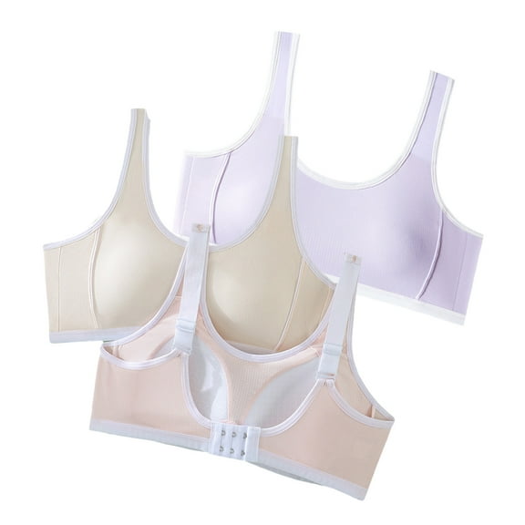 3 Pack Training Bras for Girls Seamless Adjustable Cami Bralettes Pull-On Design Tween Bras for Girls Sports Bra for Teens 10-16