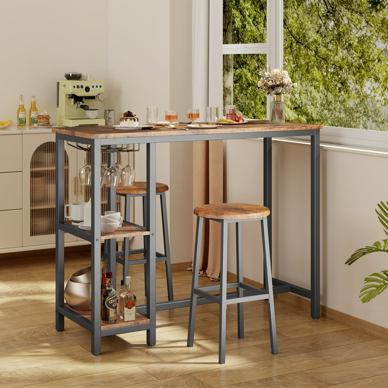 Lofka Retro Bar Table Set with 4 High Stools for Dining Room