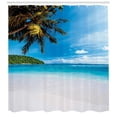 thumbnail image 3 of Ambesonne Tropical Shower Curtain, Exotic Island Beach, 69"Wx84"L, Blue White Green, 3 of 3