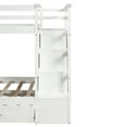 thumbnail image 5 of 91.3'' x 42.4'' x 65.7'' Twin Over Twin Bunk Bed with 3 Twin Bed Frame with 4 Drawer, Ladder and Safety Rail, Space-Saving Design Sleeping Bedroom Furniture for Teens' BedRoom, 240lbs, White, SS87, 5 of 8