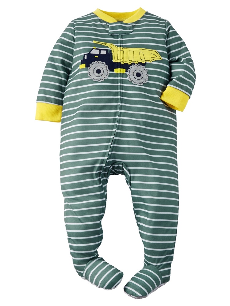 Carters Baby Boys 1Piece Footed Pajamas Dump Truck Stripe