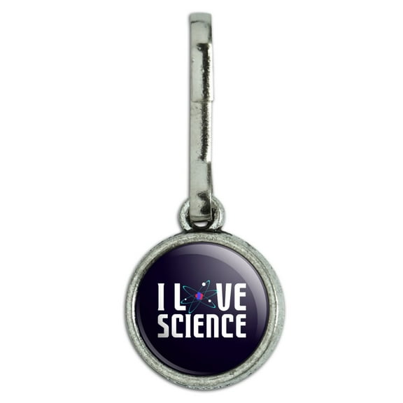 I Love Science Atom Antiqued Charm Clothes Purse Suitcase Backpack Zipper Pull Aid