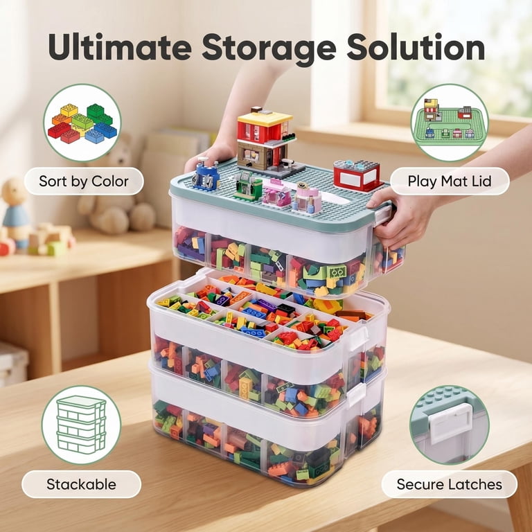 Stackable Toy Storage Plastic Bedroom Storage Bins with