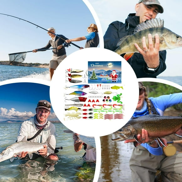 Fishing Advent Calendar 2024 Adult MenTeen Boys 24 Day Fishing Countdown Calendar With Spoons Crankbait VIB Xmas Fishing for Father Granpa Boyfriend