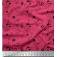 thumbnail image 1 of Soimoi Pink polyester Crepe Fabric Heart & Birds Cartoon Fabric Prints By Yard 52 Inch Wide, 1 of 3