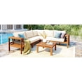 thumbnail image 6 of Harper & Bright Designs Acacia Wood Outdoor Sectional Furniture, Patio Modular Sectional Sofa Set with Ottoman, Garden L-Shaped Conversation Set with Coffee Table, Beige,Teak, 6 of 12