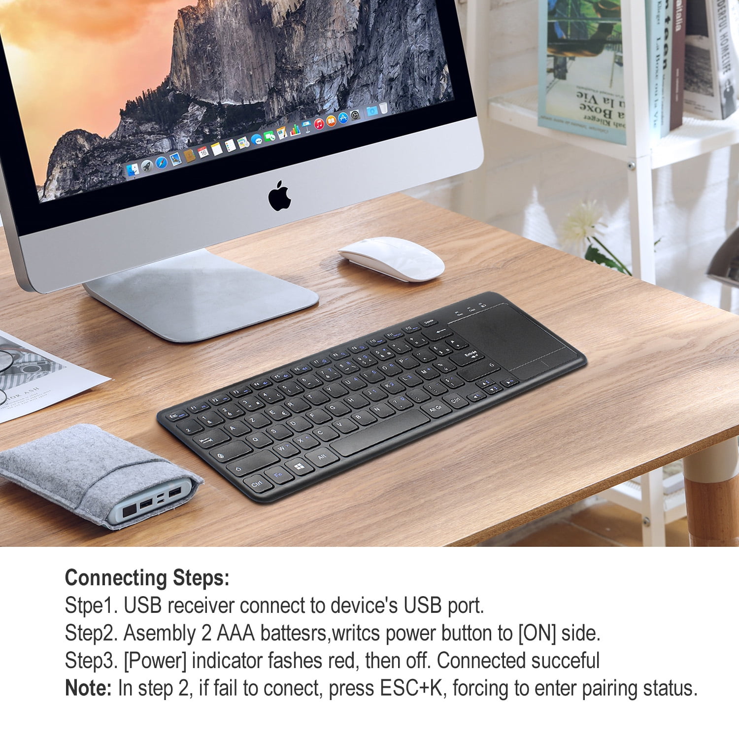 RONSHIN L200 Keyboard in English and French 2.4G Wireless Keyboard for Tablet Desktop with Touch Mouse L200 French Keyboard