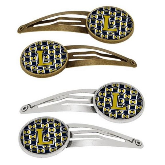 Carolines Treasures CJ1074-THCS4 Letter T Football Blue & Gold Barrettes Hair Clips, 0.75 x 0.25 x 2.25 in. - Set of 4